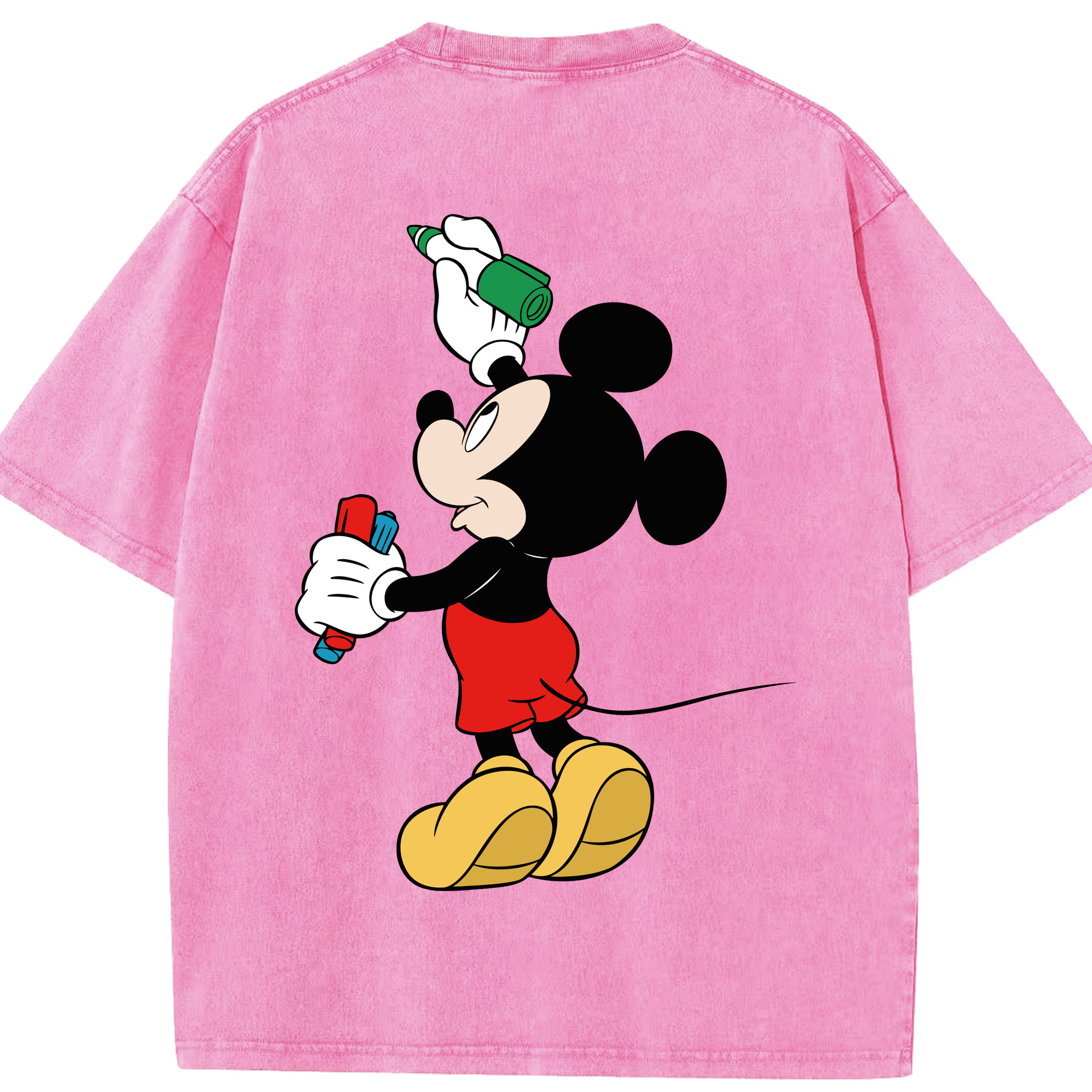 （画像用） ミッキーマウス Mickey Mouse 綿100% ヴィンテージ風 半袖Tシャツ（背面プリント）